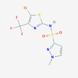 molecular formula C8H6BrF3N4O2S2 B6988729 N-[5-bromo-4-(trifluoromethyl)-1,3-thiazol-2-yl]-1-methylpyrazole-3-sulfonamide 