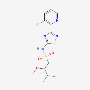 molecular formula C13H17ClN4O3S2 B6988772 N-[3-(3-chloropyridin-2-yl)-1,2,4-thiadiazol-5-yl]-2-methoxy-3-methylbutane-1-sulfonamide 