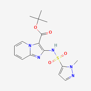 molecular formula C16H19N5O4S B6988785 Tert-butyl 2-[(2-methylpyrazol-3-yl)sulfonylamino]imidazo[1,2-a]pyridine-3-carboxylate 