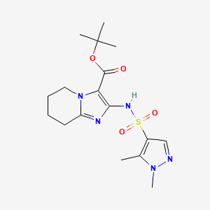 molecular formula C17H25N5O4S B6988808 Tert-butyl 2-[(1,5-dimethylpyrazol-4-yl)sulfonylamino]-5,6,7,8-tetrahydroimidazo[1,2-a]pyridine-3-carboxylate 
