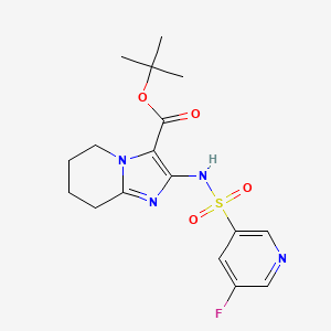 molecular formula C17H21FN4O4S B6988818 Tert-butyl 2-[(5-fluoropyridin-3-yl)sulfonylamino]-5,6,7,8-tetrahydroimidazo[1,2-a]pyridine-3-carboxylate 