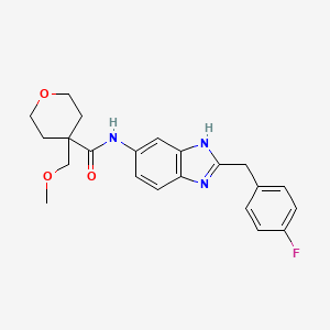 molecular formula C22H24FN3O3 B6988884 N-[2-[(4-fluorophenyl)methyl]-3H-benzimidazol-5-yl]-4-(methoxymethyl)oxane-4-carboxamide 