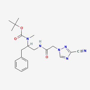molecular formula C20H26N6O3 B6988921 tert-butyl N-[1-[[2-(3-cyano-1,2,4-triazol-1-yl)acetyl]amino]-3-phenylpropan-2-yl]-N-methylcarbamate 