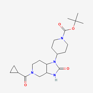 molecular formula C20H32N4O4 B6988925 Tert-butyl 4-[5-(cyclopropanecarbonyl)-2-oxo-3,3a,4,6,7,7a-hexahydroimidazo[4,5-c]pyridin-1-yl]piperidine-1-carboxylate 