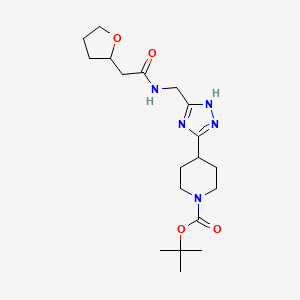 molecular formula C19H31N5O4 B6988933 tert-butyl 4-[5-[[[2-(oxolan-2-yl)acetyl]amino]methyl]-1H-1,2,4-triazol-3-yl]piperidine-1-carboxylate 
