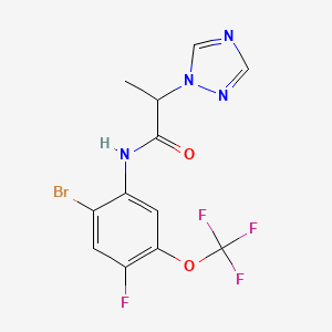 molecular formula C12H9BrF4N4O2 B6988960 N-[2-bromo-4-fluoro-5-(trifluoromethoxy)phenyl]-2-(1,2,4-triazol-1-yl)propanamide 