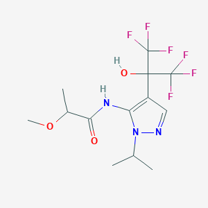 molecular formula C13H17F6N3O3 B6988964 N-[4-(1,1,1,3,3,3-hexafluoro-2-hydroxypropan-2-yl)-2-propan-2-ylpyrazol-3-yl]-2-methoxypropanamide 