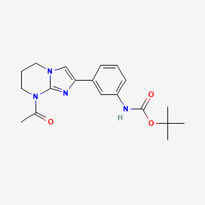 molecular formula C19H24N4O3 B6988981 tert-butyl N-[3-(8-acetyl-6,7-dihydro-5H-imidazo[1,2-a]pyrimidin-2-yl)phenyl]carbamate 
