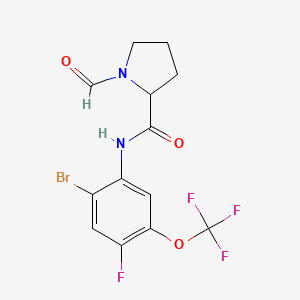 molecular formula C13H11BrF4N2O3 B6988986 N-[2-bromo-4-fluoro-5-(trifluoromethoxy)phenyl]-1-formylpyrrolidine-2-carboxamide 