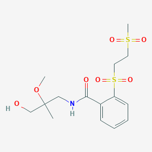 molecular formula C15H23NO7S2 B6989021 N-(3-hydroxy-2-methoxy-2-methylpropyl)-2-(2-methylsulfonylethylsulfonyl)benzamide 