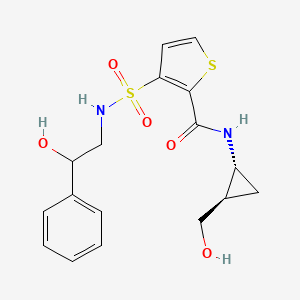 molecular formula C17H20N2O5S2 B6989066 N-[(1R,2R)-2-(hydroxymethyl)cyclopropyl]-3-[(2-hydroxy-2-phenylethyl)sulfamoyl]thiophene-2-carboxamide 