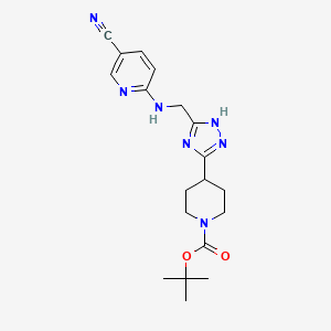 molecular formula C19H25N7O2 B6989093 tert-butyl 4-[5-[[(5-cyanopyridin-2-yl)amino]methyl]-1H-1,2,4-triazol-3-yl]piperidine-1-carboxylate 