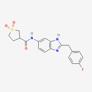 molecular formula C19H18FN3O3S B6989095 N-[2-[(4-fluorophenyl)methyl]-3H-benzimidazol-5-yl]-1,1-dioxothiolane-3-carboxamide 