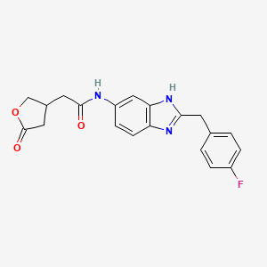 molecular formula C20H18FN3O3 B6989118 N-[2-[(4-fluorophenyl)methyl]-3H-benzimidazol-5-yl]-2-(5-oxooxolan-3-yl)acetamide 