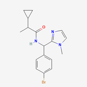 molecular formula C17H20BrN3O B6989131 N-[(4-bromophenyl)-(1-methylimidazol-2-yl)methyl]-2-cyclopropylpropanamide 