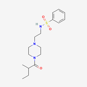 molecular formula C17H27N3O3S B6989132 N-[2-[4-(2-methylbutanoyl)piperazin-1-yl]ethyl]benzenesulfonamide 