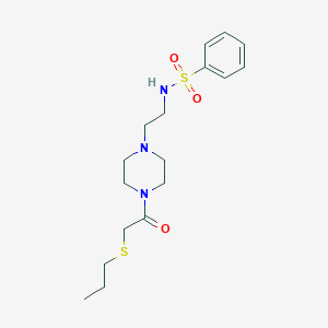 molecular formula C17H27N3O3S2 B6989136 N-[2-[4-(2-propylsulfanylacetyl)piperazin-1-yl]ethyl]benzenesulfonamide 