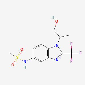 molecular formula C12H14F3N3O3S B6989185 N-[1-(1-hydroxypropan-2-yl)-2-(trifluoromethyl)benzimidazol-5-yl]methanesulfonamide 