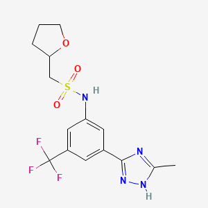molecular formula C15H17F3N4O3S B6989198 N-[3-(5-methyl-1H-1,2,4-triazol-3-yl)-5-(trifluoromethyl)phenyl]-1-(oxolan-2-yl)methanesulfonamide 