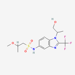 molecular formula C15H20F3N3O4S B6989200 N-[1-(1-hydroxypropan-2-yl)-2-(trifluoromethyl)benzimidazol-5-yl]-2-methoxypropane-1-sulfonamide 