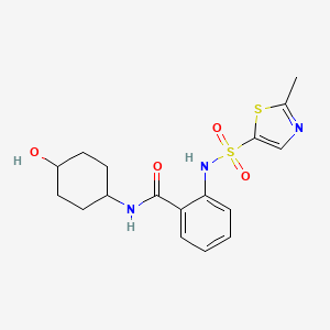 molecular formula C17H21N3O4S2 B6989214 N-(4-hydroxycyclohexyl)-2-[(2-methyl-1,3-thiazol-5-yl)sulfonylamino]benzamide 