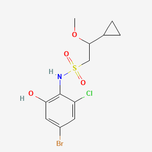 molecular formula C12H15BrClNO4S B6989217 N-(4-bromo-2-chloro-6-hydroxyphenyl)-2-cyclopropyl-2-methoxyethanesulfonamide 