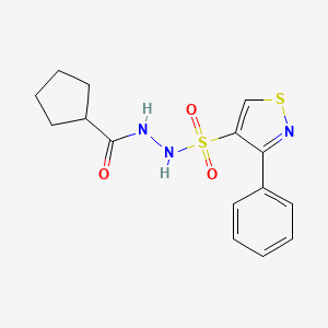 molecular formula C15H17N3O3S2 B6989277 N'-[(3-phenyl-1,2-thiazol-4-yl)sulfonyl]cyclopentanecarbohydrazide 