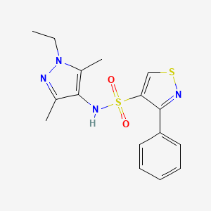 molecular formula C16H18N4O2S2 B6989287 N-(1-ethyl-3,5-dimethylpyrazol-4-yl)-3-phenyl-1,2-thiazole-4-sulfonamide 