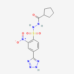 molecular formula C13H15N7O5S B6989319 N'-[2-nitro-4-(2H-tetrazol-5-yl)phenyl]sulfonylcyclopentanecarbohydrazide 