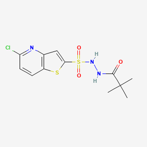molecular formula C12H14ClN3O3S2 B6989342 N'-(5-chlorothieno[3,2-b]pyridin-2-yl)sulfonyl-2,2-dimethylpropanehydrazide 