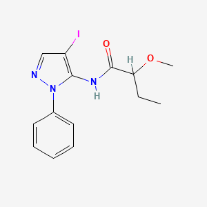 molecular formula C14H16IN3O2 B6989416 N-(4-iodo-2-phenylpyrazol-3-yl)-2-methoxybutanamide 