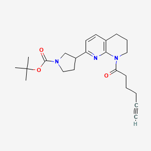molecular formula C23H31N3O3 B6989423 tert-butyl 3-(8-hex-5-ynoyl-6,7-dihydro-5H-1,8-naphthyridin-2-yl)pyrrolidine-1-carboxylate 