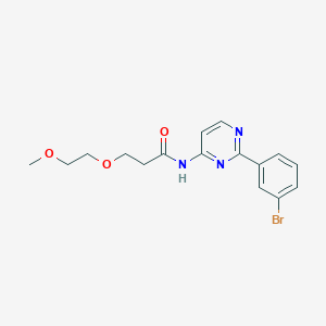 molecular formula C16H18BrN3O3 B6989425 N-[2-(3-bromophenyl)pyrimidin-4-yl]-3-(2-methoxyethoxy)propanamide 