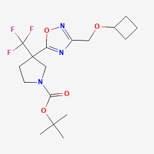 molecular formula C17H24F3N3O4 B6989431 Tert-butyl 3-[3-(cyclobutyloxymethyl)-1,2,4-oxadiazol-5-yl]-3-(trifluoromethyl)pyrrolidine-1-carboxylate 