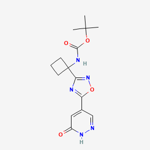 molecular formula C15H19N5O4 B6989517 tert-butyl N-[1-[5-(6-oxo-1H-pyridazin-4-yl)-1,2,4-oxadiazol-3-yl]cyclobutyl]carbamate 