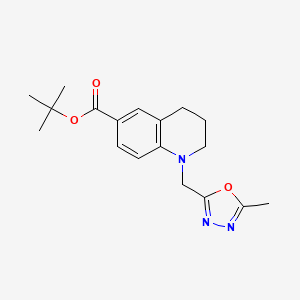 molecular formula C18H23N3O3 B6989537 tert-butyl 1-[(5-methyl-1,3,4-oxadiazol-2-yl)methyl]-3,4-dihydro-2H-quinoline-6-carboxylate 