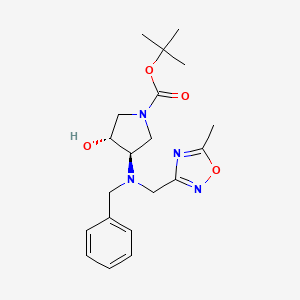 molecular formula C20H28N4O4 B6989557 tert-butyl (3R,4R)-3-[benzyl-[(5-methyl-1,2,4-oxadiazol-3-yl)methyl]amino]-4-hydroxypyrrolidine-1-carboxylate 