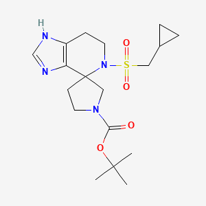 molecular formula C18H28N4O4S B6989613 tert-butyl 5-(cyclopropylmethylsulfonyl)spiro[6,7-dihydro-1H-imidazo[4,5-c]pyridine-4,3'-pyrrolidine]-1'-carboxylate 