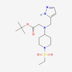 molecular formula C17H30N4O4S B6989674 tert-butyl 2-[(1-ethylsulfonylpiperidin-4-yl)-(1H-pyrazol-5-ylmethyl)amino]acetate 