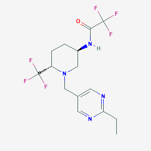 molecular formula C15H18F6N4O B6989697 N-[(3R,6S)-1-[(2-ethylpyrimidin-5-yl)methyl]-6-(trifluoromethyl)piperidin-3-yl]-2,2,2-trifluoroacetamide 
