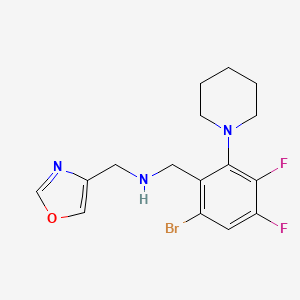 molecular formula C16H18BrF2N3O B6989753 N-[(6-bromo-3,4-difluoro-2-piperidin-1-ylphenyl)methyl]-1-(1,3-oxazol-4-yl)methanamine 