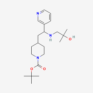 molecular formula C21H35N3O3 B6989763 Tert-butyl 4-[2-[(2-hydroxy-2-methylpropyl)amino]-2-pyridin-3-ylethyl]piperidine-1-carboxylate 