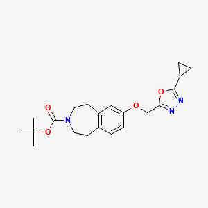 molecular formula C21H27N3O4 B6989814 Tert-butyl 7-[(5-cyclopropyl-1,3,4-oxadiazol-2-yl)methoxy]-1,2,4,5-tetrahydro-3-benzazepine-3-carboxylate 
