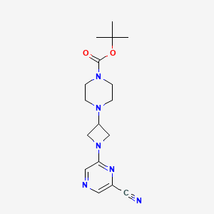 molecular formula C17H24N6O2 B6990126 Tert-butyl 4-[1-(6-cyanopyrazin-2-yl)azetidin-3-yl]piperazine-1-carboxylate 