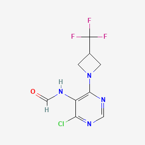 molecular formula C9H8ClF3N4O B6990163 N-[4-chloro-6-[3-(trifluoromethyl)azetidin-1-yl]pyrimidin-5-yl]formamide 