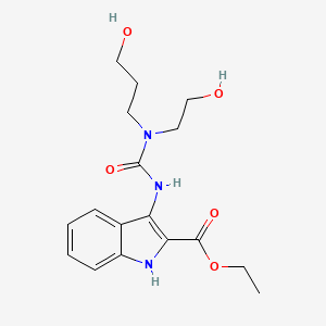 molecular formula C17H23N3O5 B6990419 ethyl 3-[[2-hydroxyethyl(3-hydroxypropyl)carbamoyl]amino]-1H-indole-2-carboxylate 