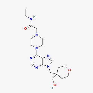 molecular formula C20H31N7O3 B6990480 N-ethyl-2-[4-[9-[[4-(hydroxymethyl)oxan-4-yl]methyl]purin-6-yl]piperazin-1-yl]acetamide 