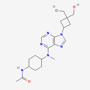 molecular formula C20H30N6O3 B6990576 N-[4-[[9-[3,3-bis(hydroxymethyl)cyclobutyl]purin-6-yl]-methylamino]cyclohexyl]acetamide 