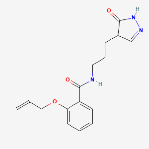 molecular formula C16H19N3O3 B6990731 N-[3-(5-oxo-1,4-dihydropyrazol-4-yl)propyl]-2-prop-2-enoxybenzamide 