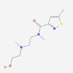 molecular formula C11H19N3O2S B6990737 N-[2-[2-hydroxyethyl(methyl)amino]ethyl]-N,5-dimethyl-1,2-thiazole-3-carboxamide 